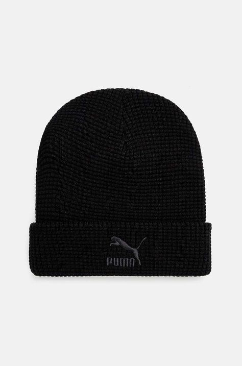Шапка Puma Classics Mid Fit Beanie колір чорний з товстого трикотажу 025677