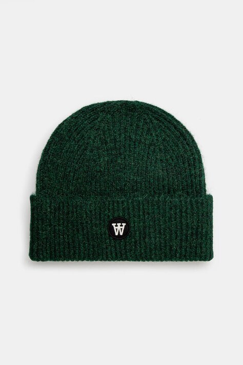 Шапка з домішкою вовни Wood Wood Vin AA Beanie колір зелений  10320804.4068