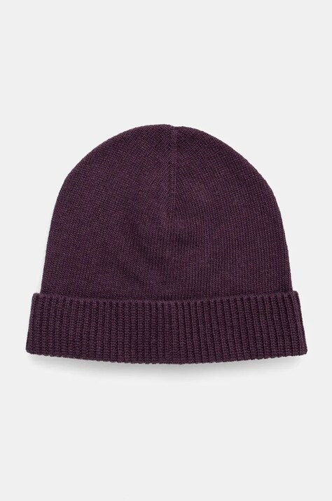 Шапка з домішкою вовни Sisley колір фіолетовий з тонкого трикотажу 122HM0502