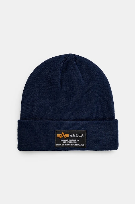 Шапка Alpha Industries Crew Beanie цвет синий 128924