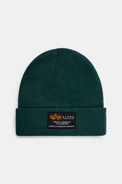 Шапка Alpha Industries Crew Beanie колір зелений  128924