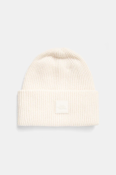 The North Face wool beanie Urban Patch Beanie beige color thick knit NF0A7WJGQLI1