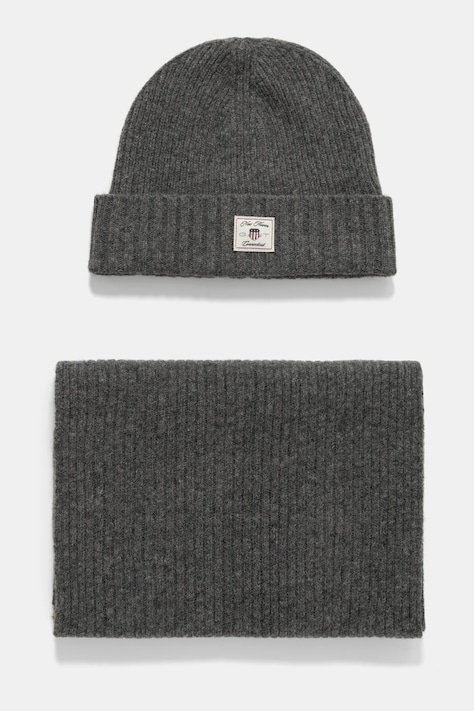 Volnena kapa in šal Gant siva barva, 9990018