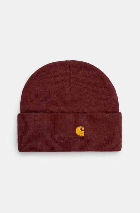 Carhartt WIP caciula American Script Beanie culoarea bordo, I034235.2BYXX