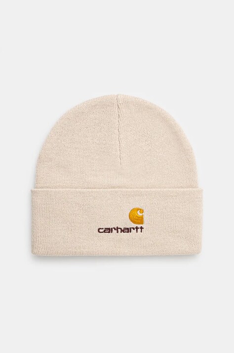 Шапка Carhartt WIP American Script Beanie цвет бежевый  I034235.MOOXX