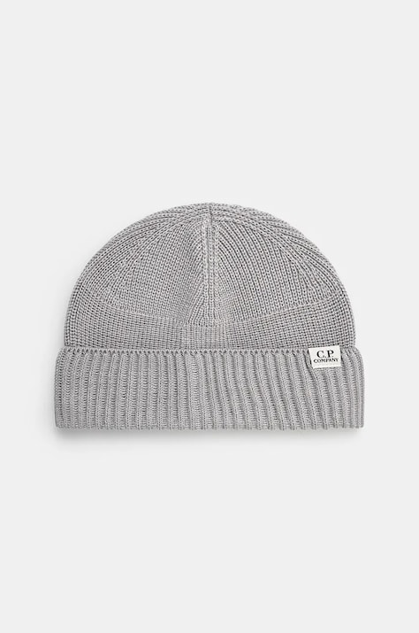 Čepice C.P. Company Knit Cap In Re-Wool šedá barva, hladká, 17CMAC293A006595A