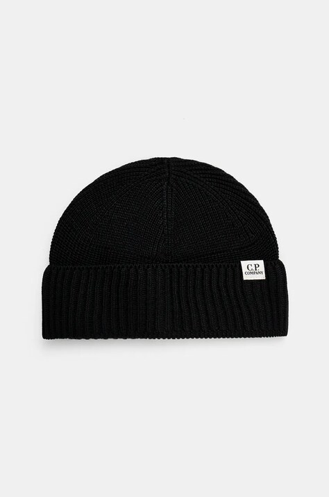 C.P. Company căciulă Knit Cap In Re-Wool culoarea negru, uni, 17CMAC293A006595A