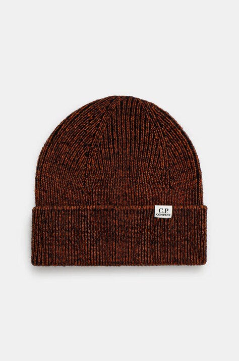 Шапка з домішкою вовни C.P. Company Knit Cap колір коричневий з тонкого трикотажу 17CMAC300A006170A