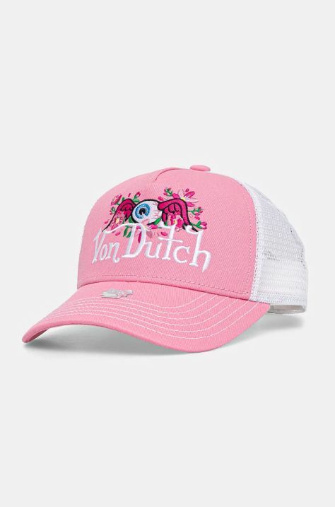 Von Dutch sapca TRUCKER MADISON culoarea roz, cu imprimeu, 7030747