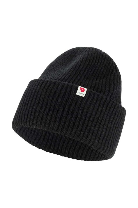 Шерстяная шапка Fjallraven Heavy Beanie цвет чёрный из толстого трикотажа шерсть F12100006.550