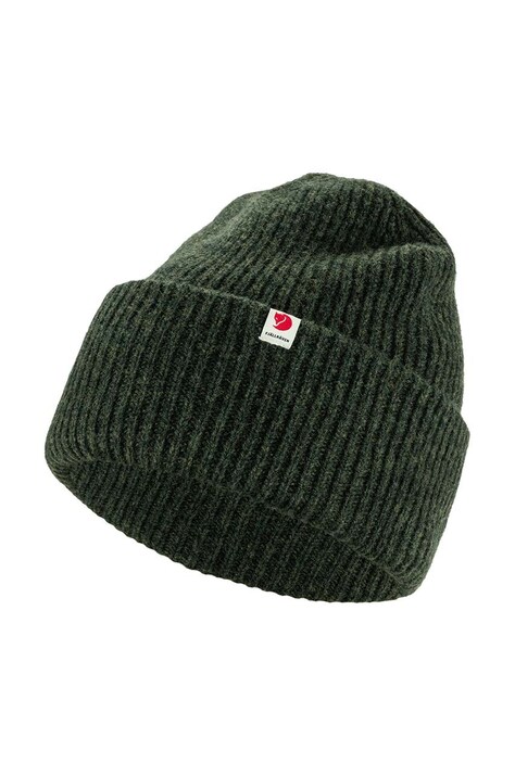 Шерстяная шапка Fjallraven Heavy Beanie цвет зелёный из толстого трикотажа шерсть F12100006.662