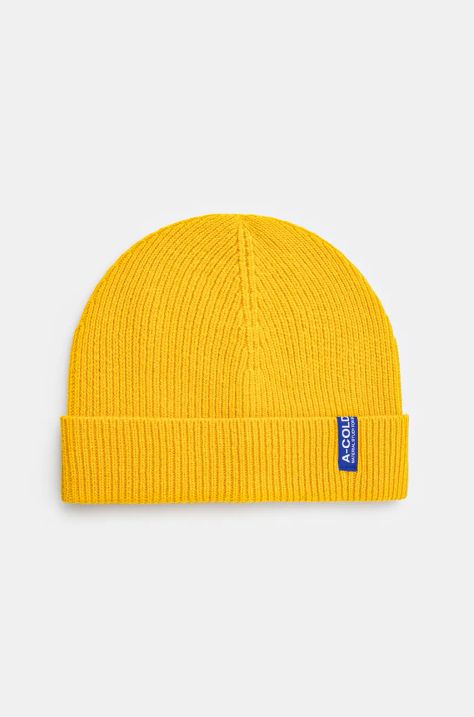 A-COLD-WALL* căciulă din lână Ribbed Structure Beanie culoarea galben, din lână ACWUA207