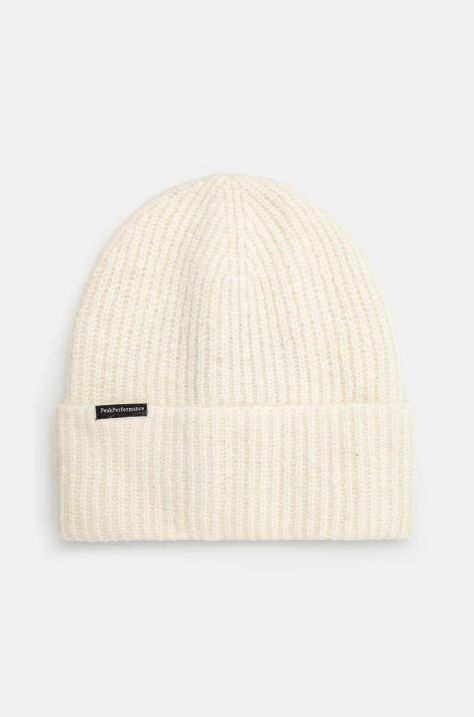 Вовняна шапка Peak Performance Woolblend Hat колір бежевий з тонкого трикотажу вовна G80628