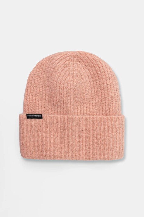 Peak Performance czapka z dodatkiem wełny Woolblend Hat kolor pomarańczowy z cienkiej dzianiny G80628
