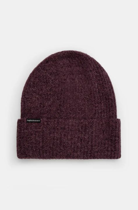 Шерстяная шапка Peak Performance Woolblend Hat цвет фиолетовый из тонкого трикотажа шерсть G80628