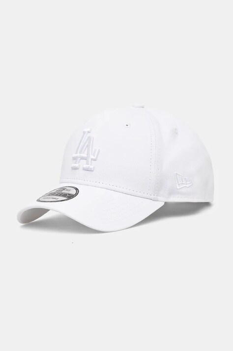 New Era șapcă de baseball din bumbac LEAGUE ESSENTIAL 9FORTY® LOS ANGELES DODGERS culoarea alb, cu imprimeu, 60471461