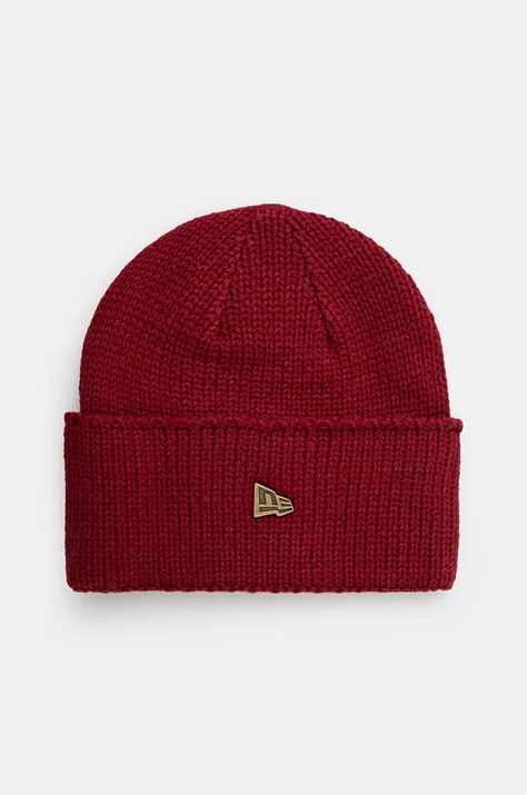 Шапка з домішкою вовни New Era WIDE CUFF BEANIE колір бордовий  60565442