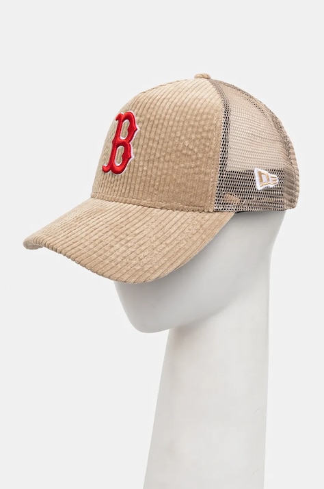Kšiltovka New Era CORD TRUCKER BOSTON RED SOX béžová barva, s aplikací, 60565522