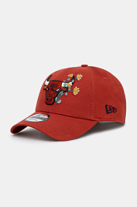 Хлопковая кепка New Era FLOWER ICON 9FORTY® CHICAGO BULLS цвет красный с аппликацией 60565525