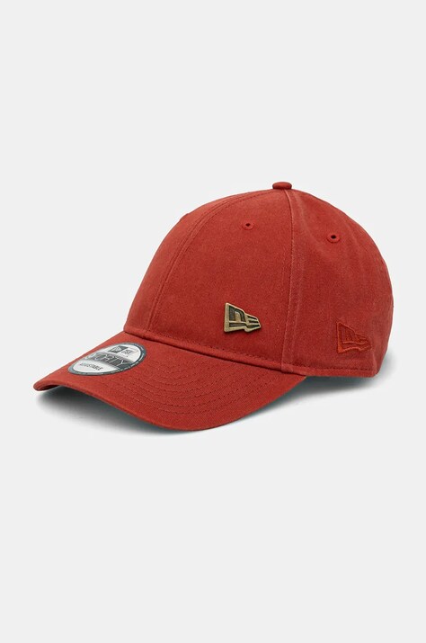 Бавовняна бейсболка New Era PIN 9FORTY® колір червоний однотонна 60565471