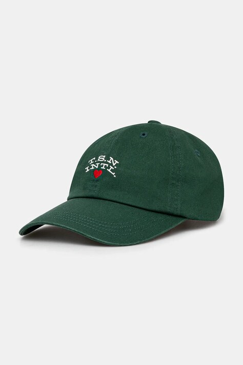 Bavlněná baseballová čepice thisisneverthat Heart Cap zelená barva, s potiskem, TN243WHWBC08