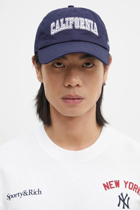 Sporty & Rich cotton baseball cap California navy blue color with an application AC040516501BL32