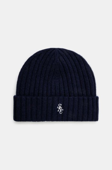 Sporty & Rich cashmere beanie SRC Wool Cashmere navy blue color AC066506302BL32