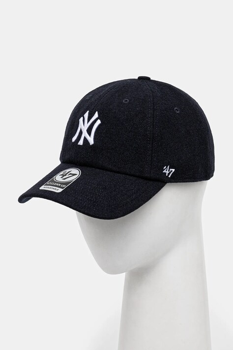 Sporty & Rich woolen baseball cap Yankees Serif Wool navy blue color with an application AC060505634BL32
