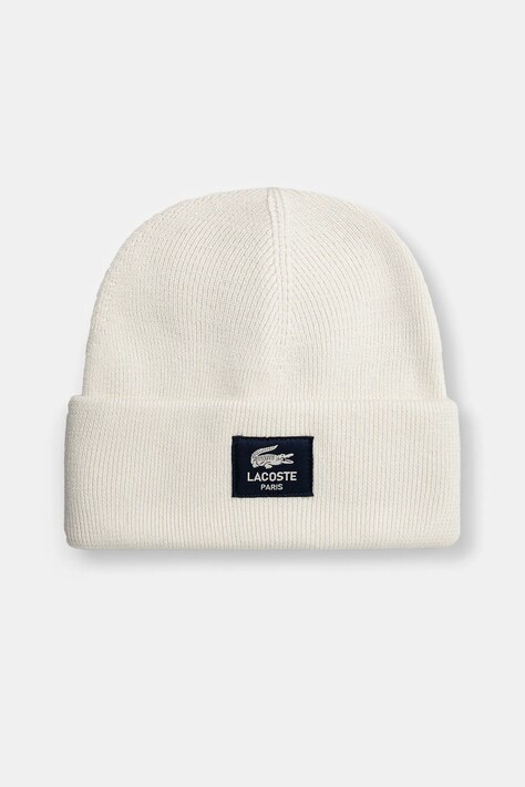 Lacoste caciula culoarea bej, din tricot gros, RB3046