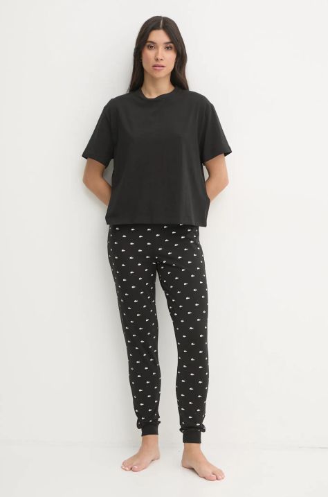 Lacoste pijama femei, culoarea negru, 4F3925