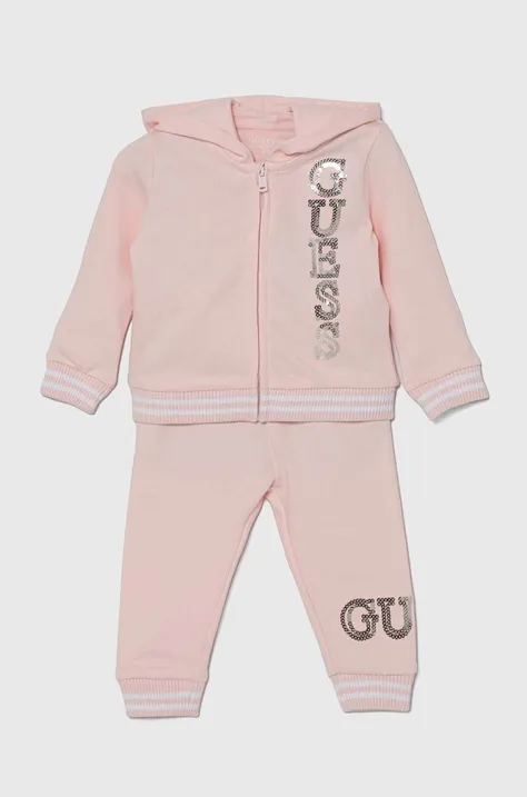 Guess dres bawełniany niemowlęcy kolor różowy A4YG00 KA6R4