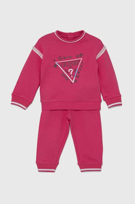Guess dres bawełniany niemowlęcy kolor różowy A4YG02 KA6R4