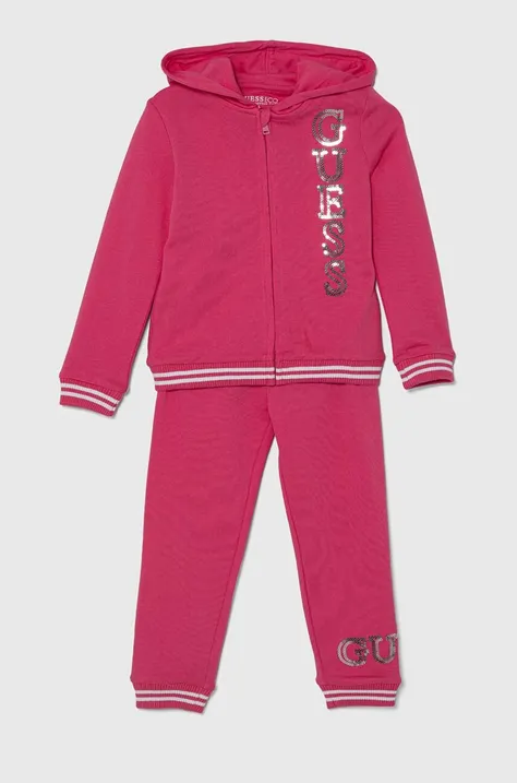 Παιδική βαμβακερή αθλητική φόρμα Guess χρώμα: ροζ, K4YG00 KA6R4