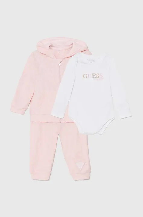 Guess komplet bawełniany niemowlęcy kolor różowy H4YW03 KBU64