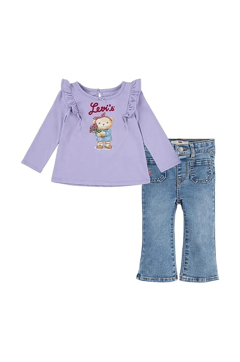 Комплект для немовлят Levi's TEE & FLARE JEAN SET колір фіолетовий 1EK966