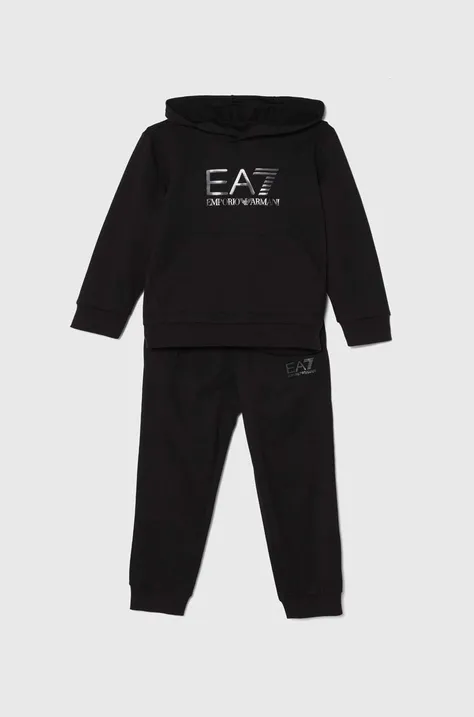 Дитячий бавовняний спортивний костюм EA7 Emporio Armani колір чорний 6DBV55 BJ05Z