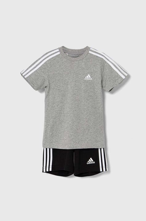 Παιδικό βαμβακερό σετ adidas I 3S SPORT SET χρώμα: γκρι, IY5091