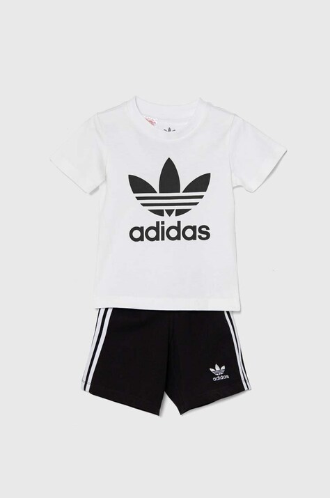 adidas Originals set de bumbac pentru bebelusi SHORT TEE SET culoarea alb, JE0521
