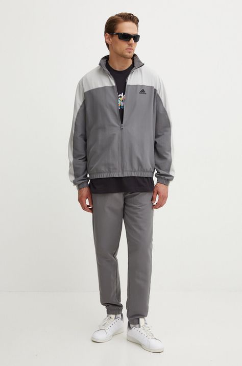 Trenirka adidas moški, siva barva, IY6667