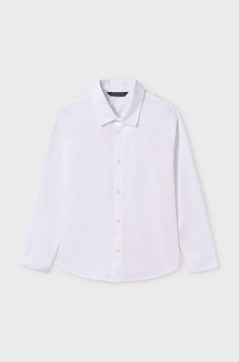 Παιδικό βαμβακερό πουκάμισο Mayoral χρώμα: άσπρο, 874
