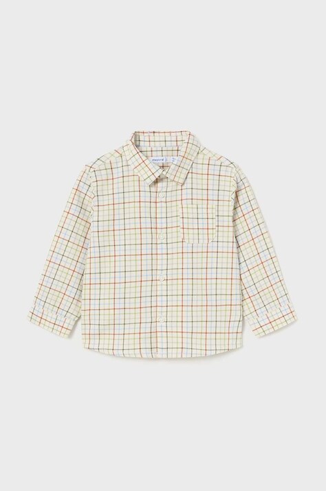 Детская хлопковая рубашка Mayoral цвет бежевый 2191