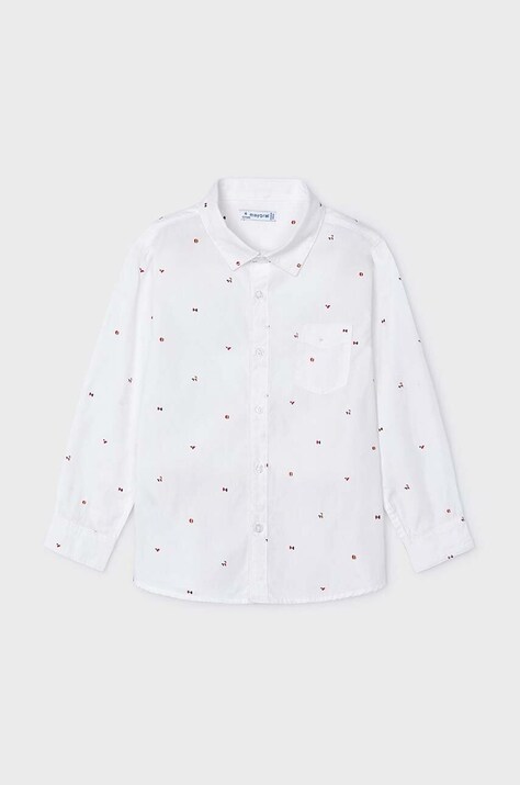 Детская хлопковая рубашка Mayoral цвет белый 4110