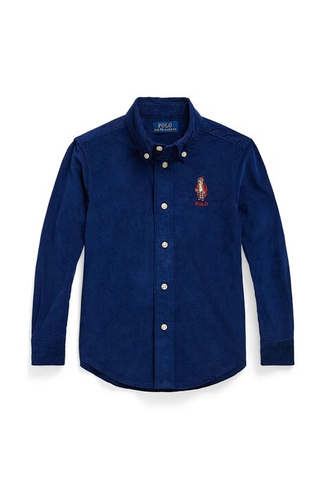 Polo Ralph Lauren camasa de bumbac pentru copii culoarea albastru marin, 322878882003