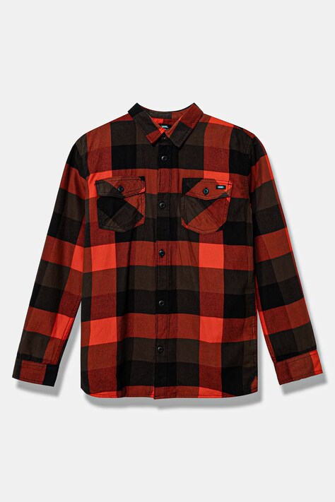 Vans camasa de bumbac pentru copii BOX FLANNEL CLASSIC WOVEN BY culoarea rosu, VN000JG5DRF1
