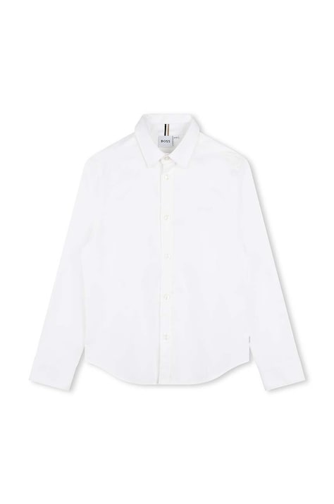 Παιδικό βαμβακερό πουκάμισο BOSS χρώμα: άσπρο, J51130