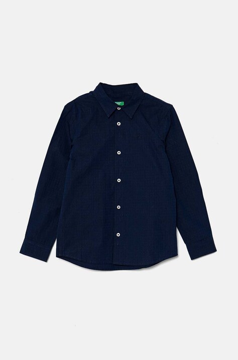 Детская хлопковая рубашка United Colors of Benetton цвет синий 5DGXCQ00T