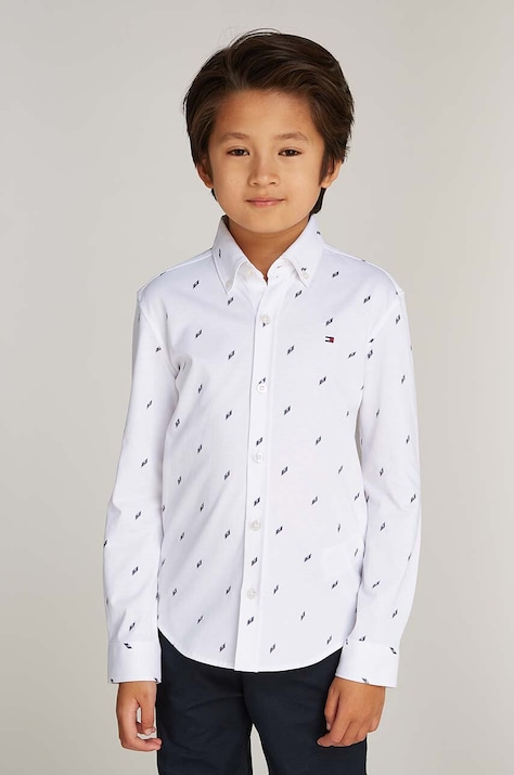 Tommy Hilfiger camasa de bumbac pentru copii culoarea alb, KB0KB09267