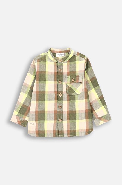 Хлопковая рубашка для младенцев Coccodrillo цвет зелёный SMILE BOY NEWBORN
