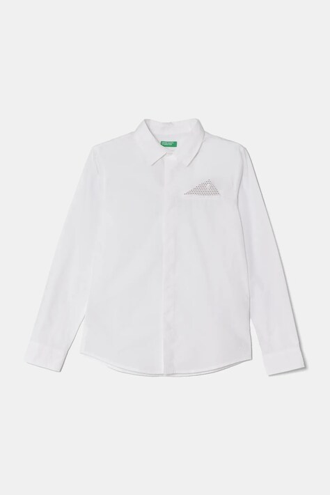 Детская хлопковая рубашка United Colors of Benetton цвет белый 59UXCQ03M