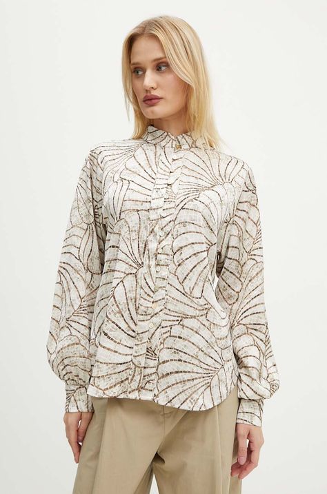 Πουκάμισο Bruuns Bazaar AcaciaBBMeras shirt χρώμα: μπεζ, BBW4179